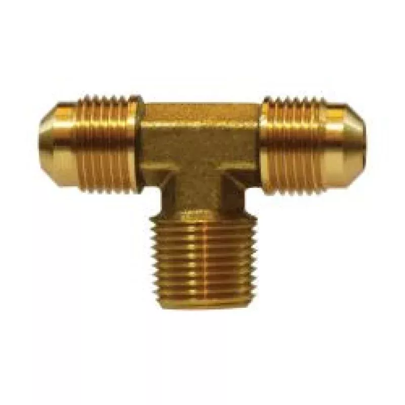 04045-080608 Branch Tee, 1/2 in SAE 45 deg Male Flared x 1/2 in SAE 45 deg Male Flared x 3/8 in MNPT, Brass