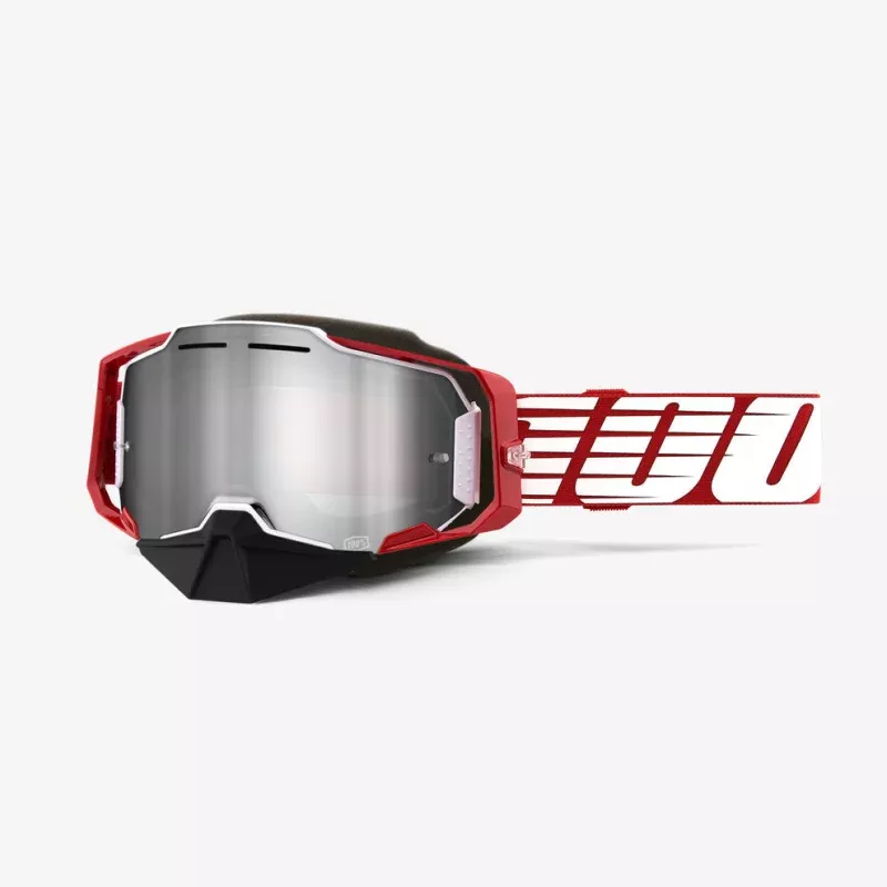 100% Armega Snow Goggle Black Essential/Silver Flash Mirror