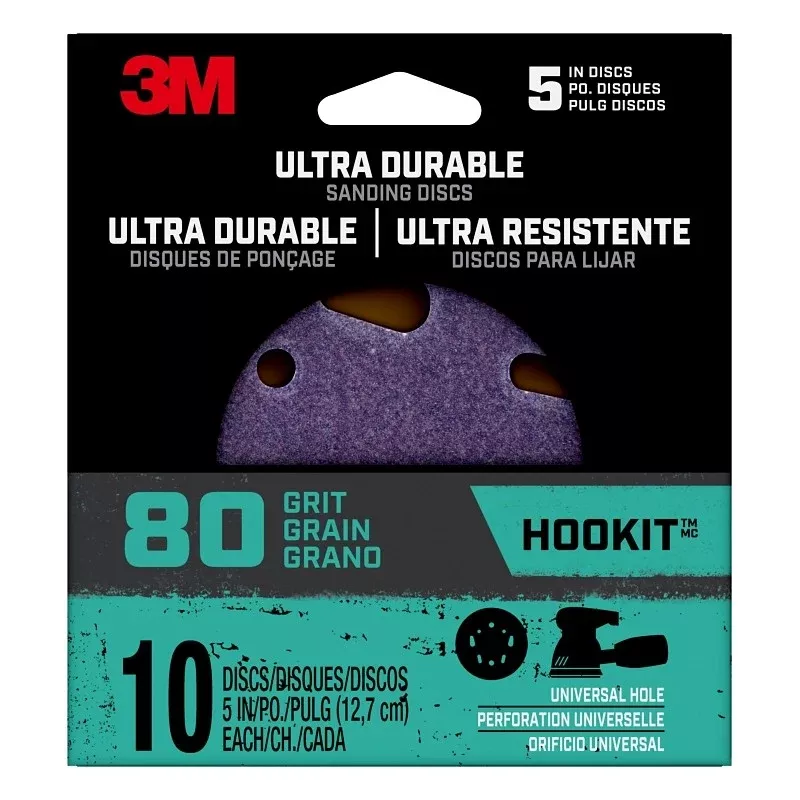 3M 27314 Power Sanding Disc, 5 in Dia, 80 Grit, Coarse, Ceramic Abrasive, 5-Hole, 8-Hole