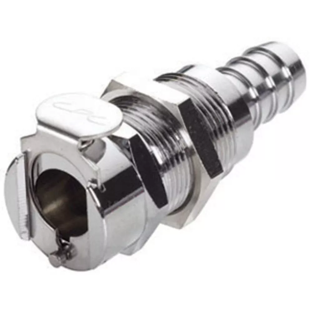 75800 NSF Valved Panel Mount Hose Barb Coupling Body 3/8 ID Barb