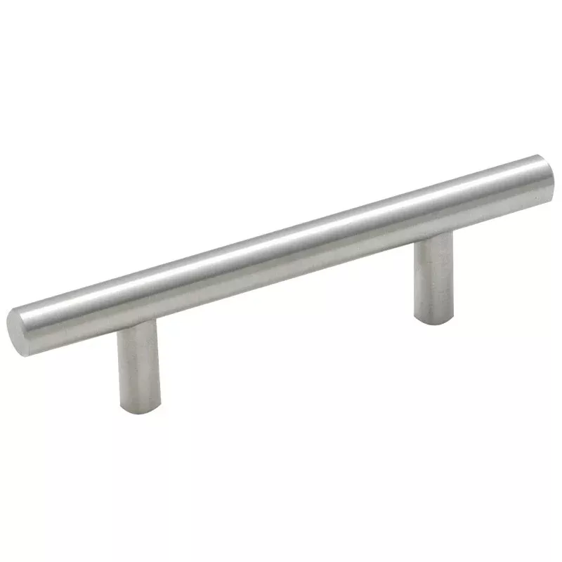 Amerock Bar Pulls Series 5PK19010CSG9 Cabinet Pull, 5-3/8 in L Handle, Carbon Steel, Sterling Nickel