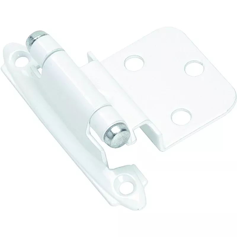Amerock BPR3428W Inset Self Closing Face Mount White Cabinet Hinge, 3/8 in Inset, 2-3/4 in L x 2-3/16 in W, 1 pair