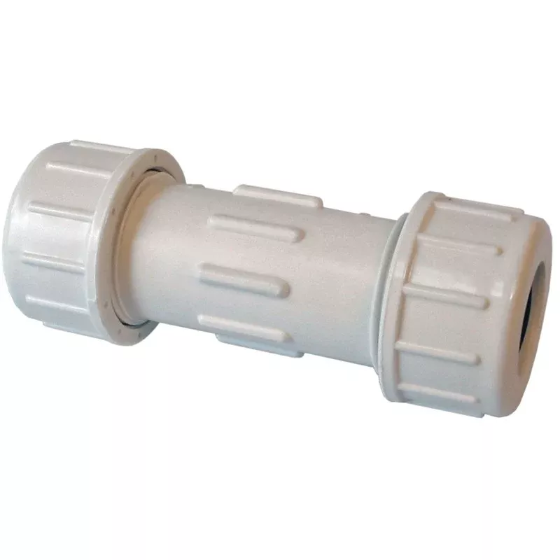 B & K 160-106 Double Seal Coupling, 1-1/4 in, Compression, PVC