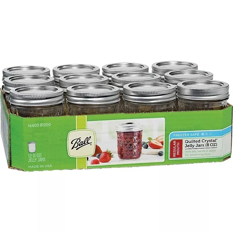 Ball Quilted Crystal Series 1440081200 Mason Jar, 8 oz Capacity, Glass