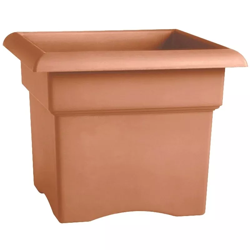 Bloem 57014C Square Deck Box Planter, 11.1 in H, 14 in W, Square, Plastic, Terra Cotta
