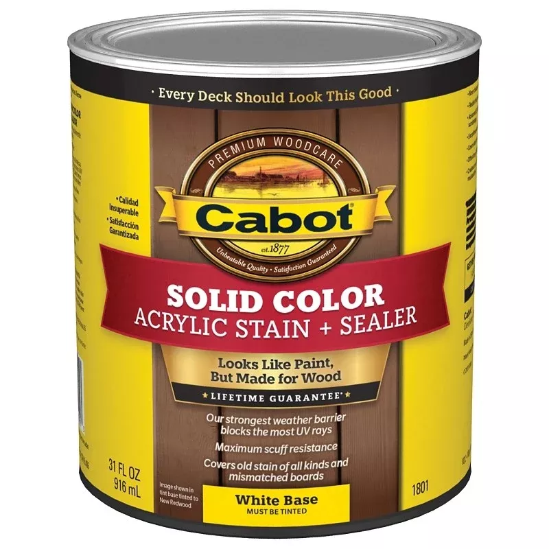 Cabot 140.0001801.005 Decking Stain, Low-Lustre, White, Liquid, 1 qt
