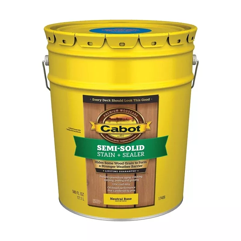 Cabot 17400 Series 140.0017406.008 Exterior Stain, Semi-Solid, Deep Base, Liquid, 5 gal