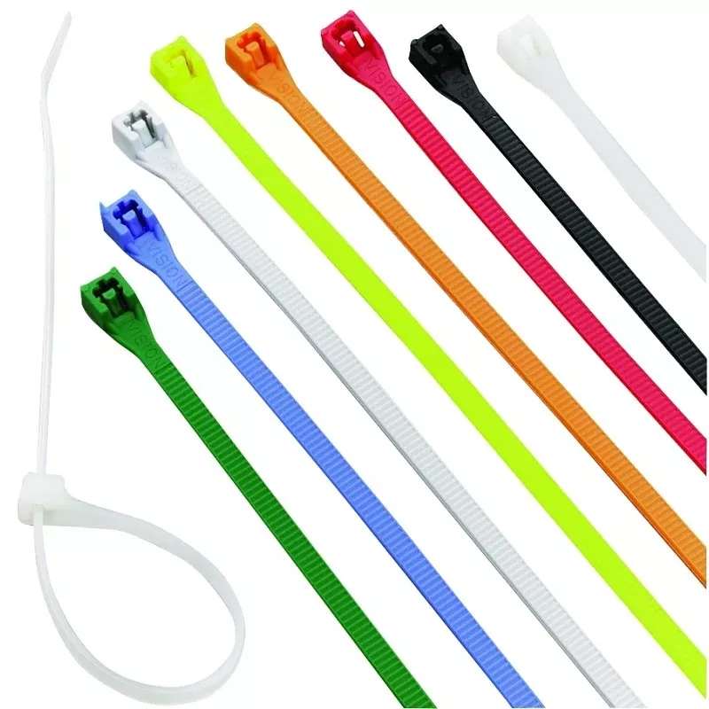 Calterm 73240 Cable Tie, 13/16 in Max Bundle Dia, 6/6 Nylon, Assorted, 4 in L, 100/PK