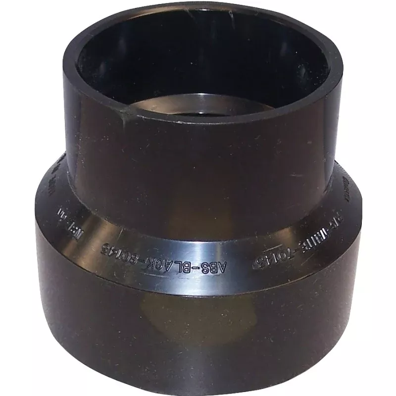 Canplas 103026BC Reducing Pipe Coupling, 4 x 3 in, Hub, ABS, Black, 40 Schedule