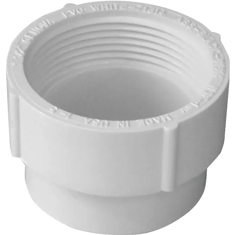 Canplas 193704S Cleanout Adapter, 4 in, Spigot x FNPT, PVC, White