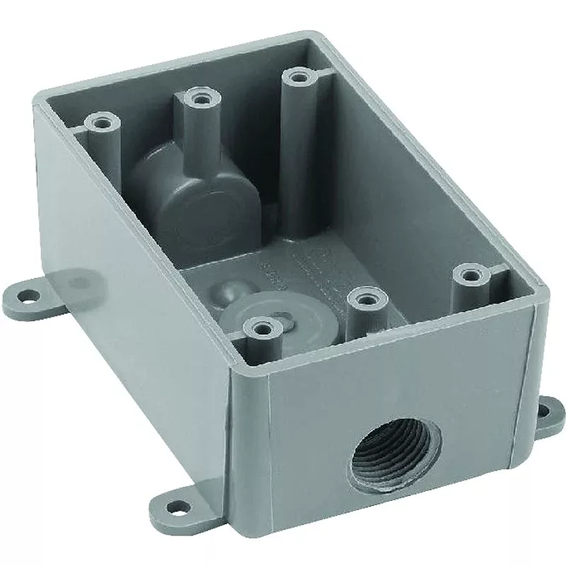 Carlon E381DR Switch Box, 1-Gang, 3-Outlet, PVC, Gray