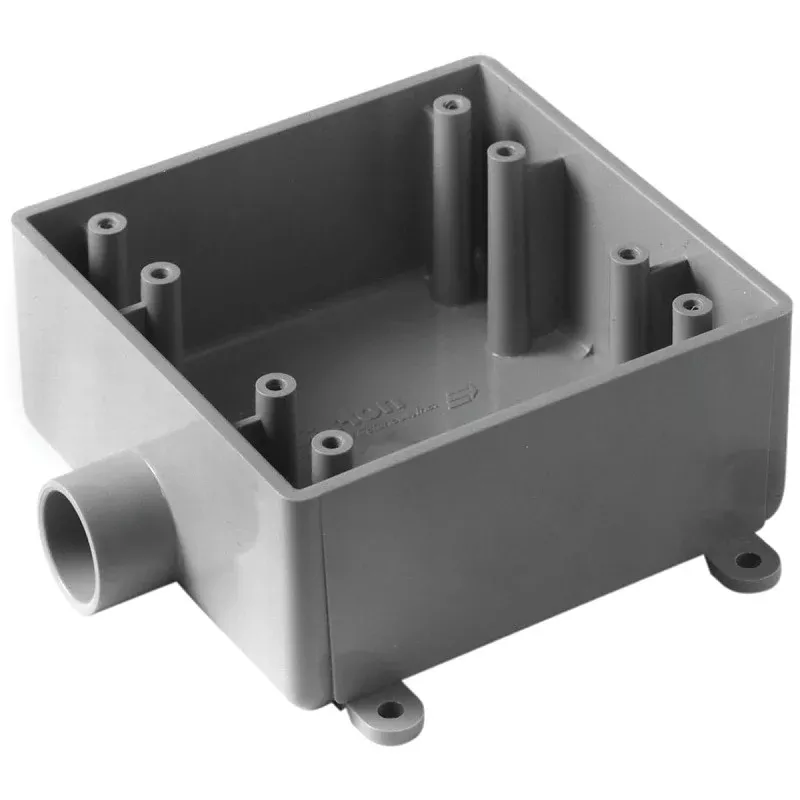 Carlon E9802E-CTN Switch Box, 2 -Gang, 1 -Outlet, PVC, Gray