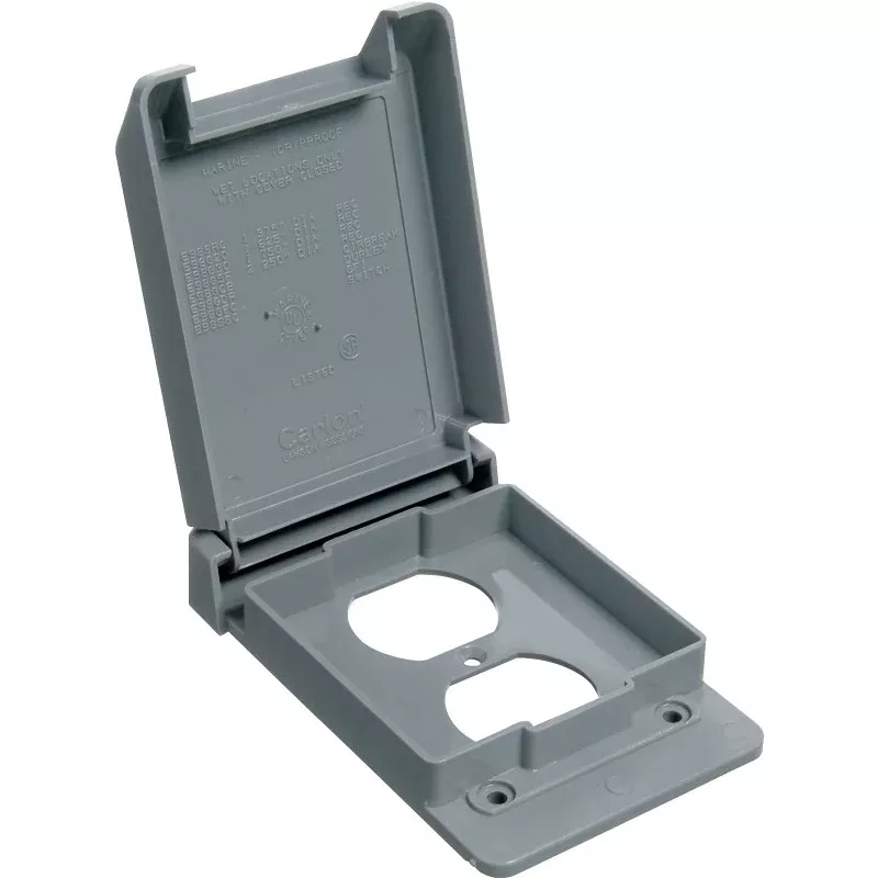 Carlon E98GDRN-CAR Device Cover, 4-53/64 in L, 3-11/16 in W, Rectangular, 1-Gang, Polycarbonate, Gray, Textured