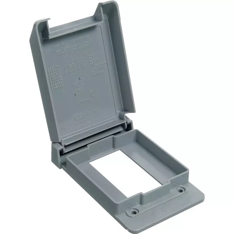 Carlon E98GFCN-CAR Device Cover, 4-53/64 in L, 3-11/16 in W, Rectangular, Polycarbonate, Gray, Textured