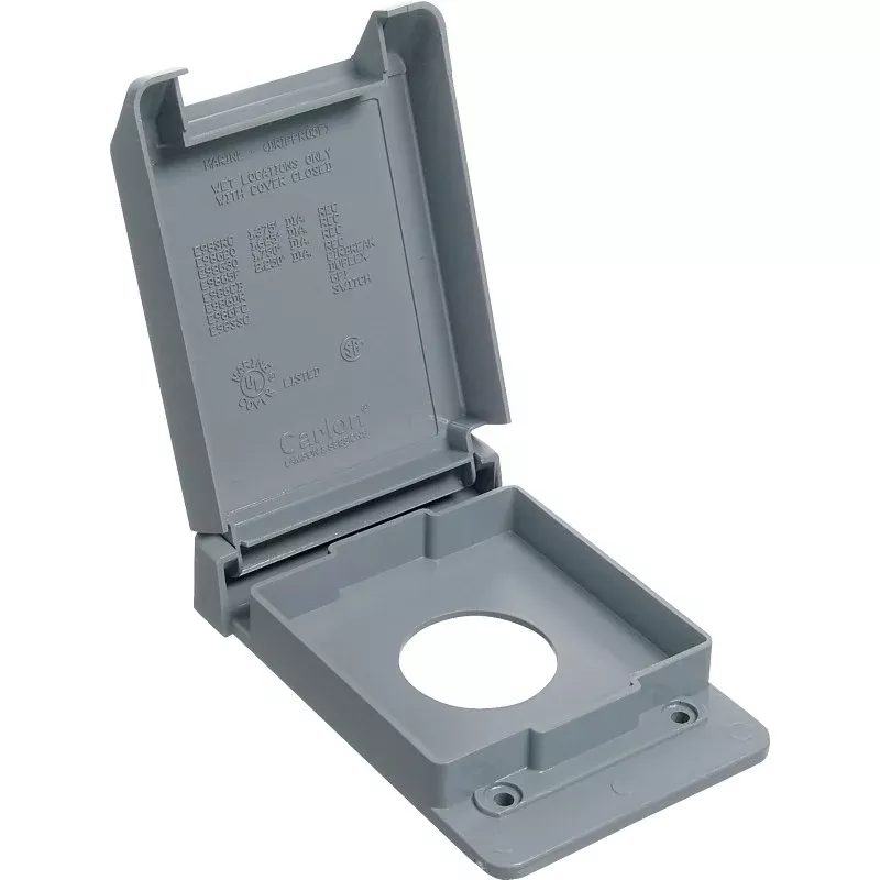Carlon E98SRCN-CAR Device Cover, 4-53/64 in L, 3-11/16 in W, Rectangular, 1-Gang, Textured, Plastic, Gray