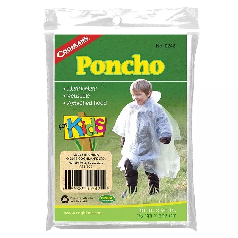 Coghlan's 0242 Poncho, One-Size, Plastic, Clear, Attached