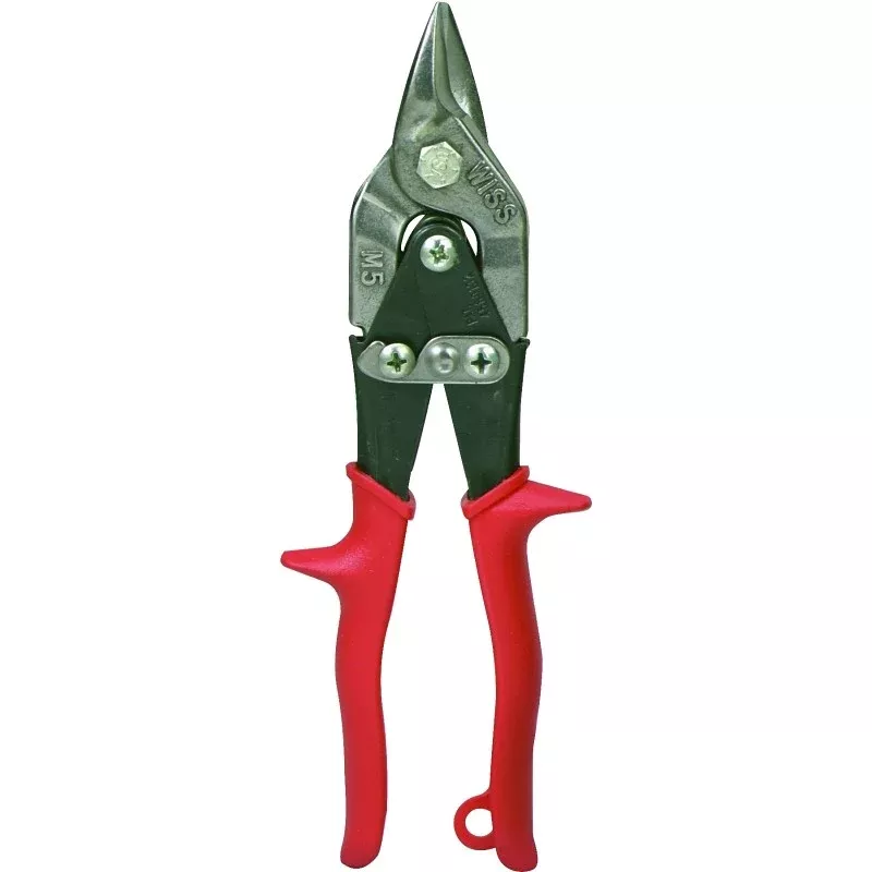 Crescent Wiss M5R Aviation Snip, 9-1/4 in OAL, Straight Cut, Molybdenum Steel Blade, Textured Handle, Red Handle