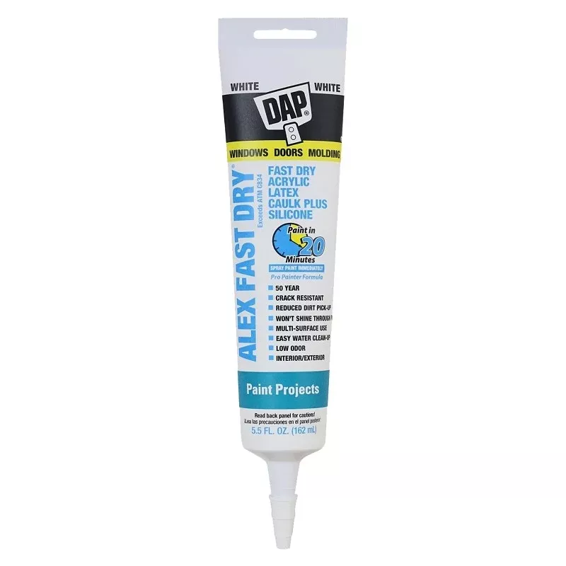 DAP 18408 Acrylic Latex Caulk, White, 5.5 fl-oz Tube