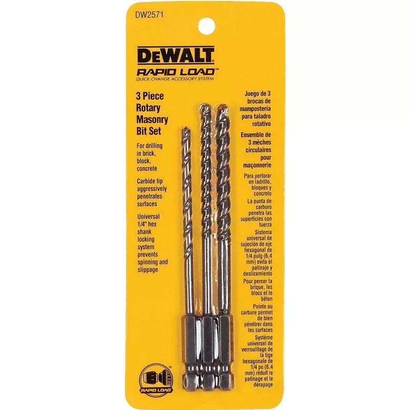 DEWALT DW2571 Rotary Drill Bit Set, 3-Piece, Carbide