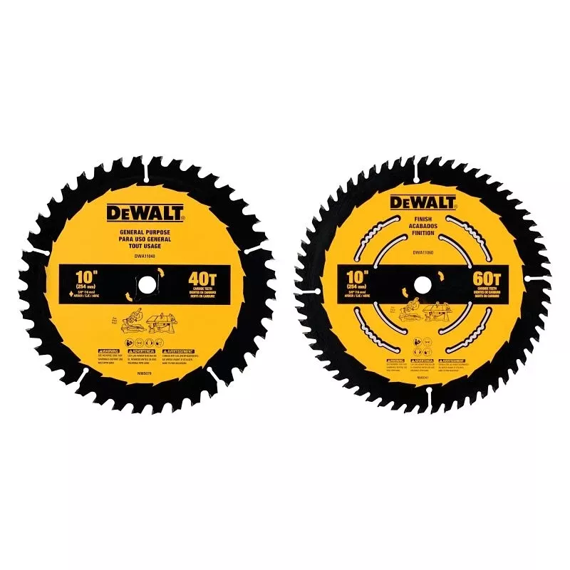 DEWALT DWA110CMB Series Circular Saw Blade Set, Specifications: 5/8 in Arbor Size, 0.094 in Kerf, 60 Teeth, Carbide
