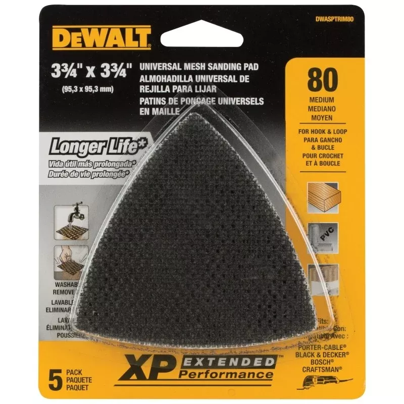 DEWALT DWASPTRIM80 Mesh Sandpaper, 80 Grit, Medium, Silicone Carbide Abrasive, 3-3/4 in L