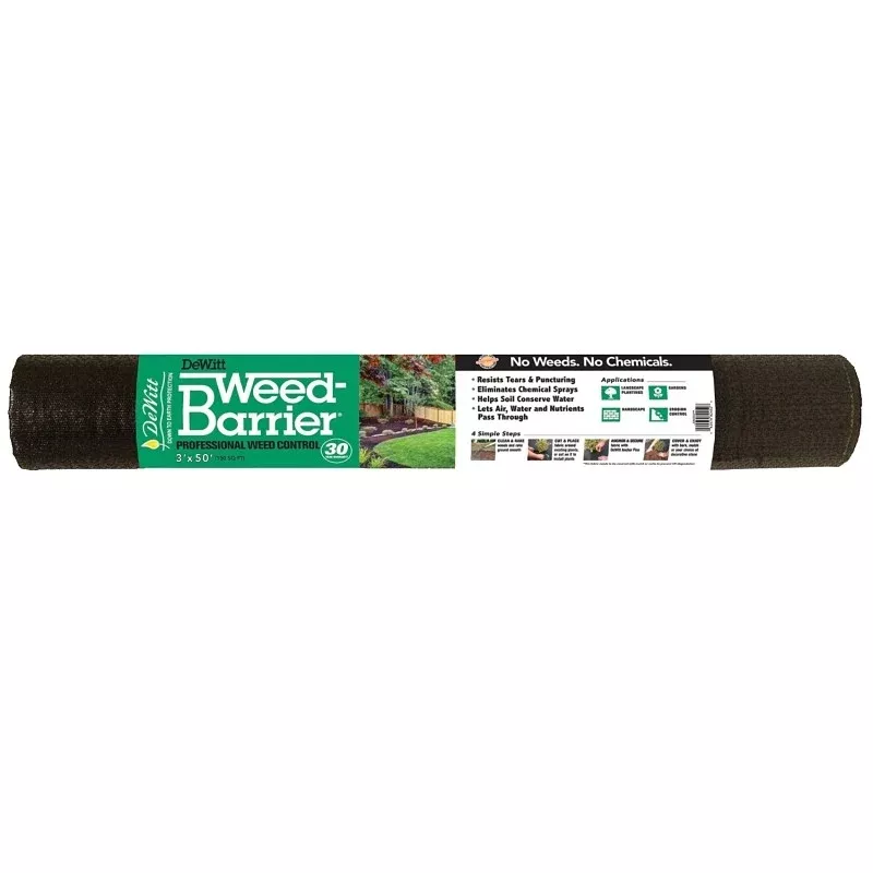 DeWitt DWB30350 Series Weed Barrier, 50 ft L, 3 ft W, Polypropylene, Black, 12/PK