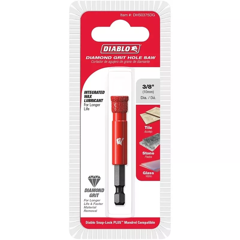 Diablo DHS0375DG Diamond Grit Hole Saw, 3/8 in Dia