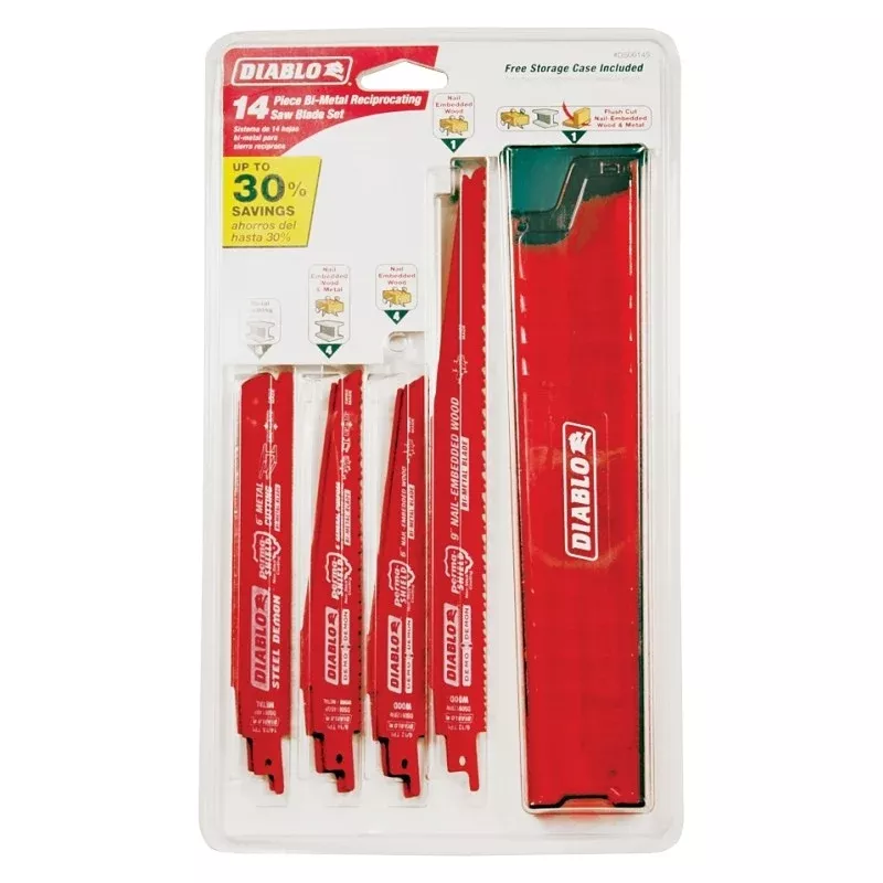 Diablo DS0014S Reciprocating Saw Blade Set, 14-Piece, Steel, Perma-Shield