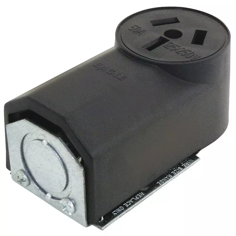 Eaton Cooper Wiring 112 Power Receptacle, 3 -Pole, 125/250 V, 50 A, NEMA: NEMA 10-50R, Black
