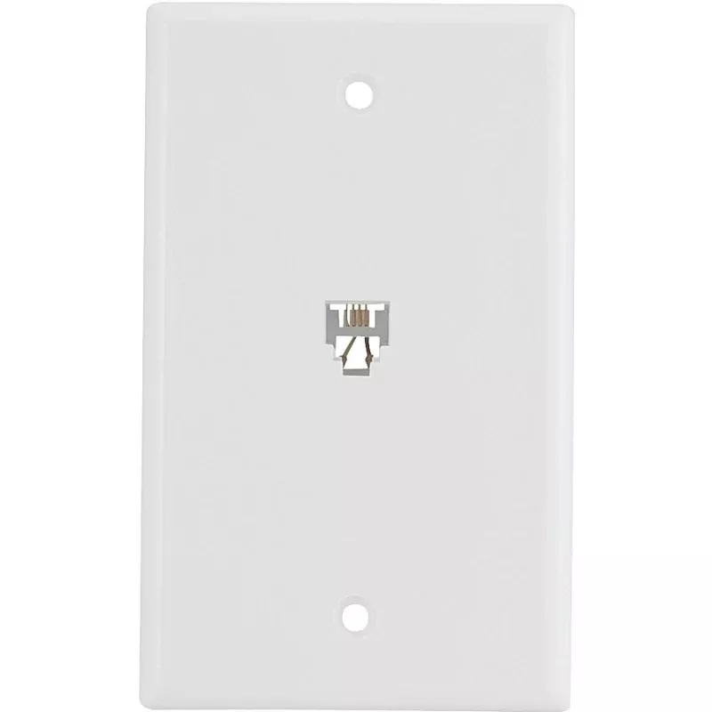 Eaton Wiring Devices 3532-4W Telephone Jack with Wallplate, Thermoplastic Housing Material, White