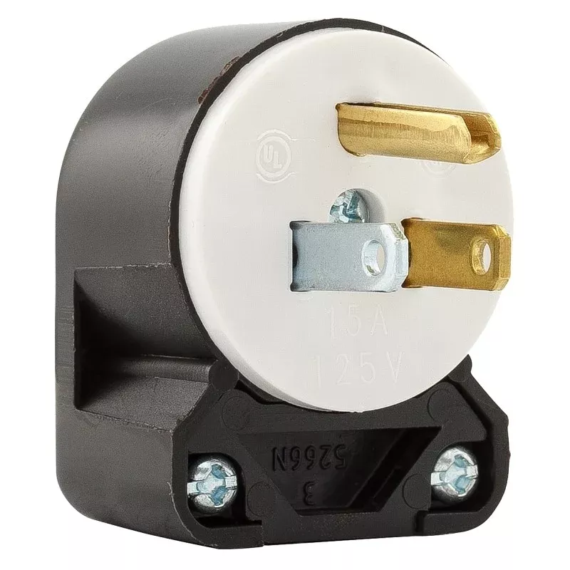 Eaton Wiring Devices 5266 Electrical Plug, 2 -Pole, 15 A, 125 V, NEMA: NEMA 5-15, Black/White