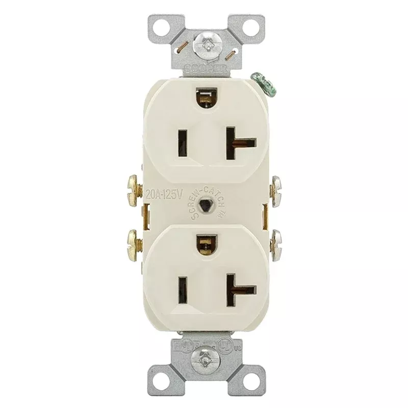 Eaton Wiring Devices CR20LA Duplex Receptacle Wallplate, 2 -Pole, 20 A, 125 V, Side Wiring, NEMA: 5-20R