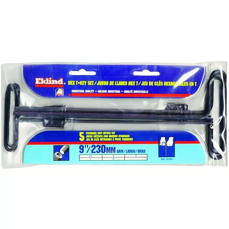 Eklind 35195 Hex T-Key Set, 5-Piece, Steel, Black