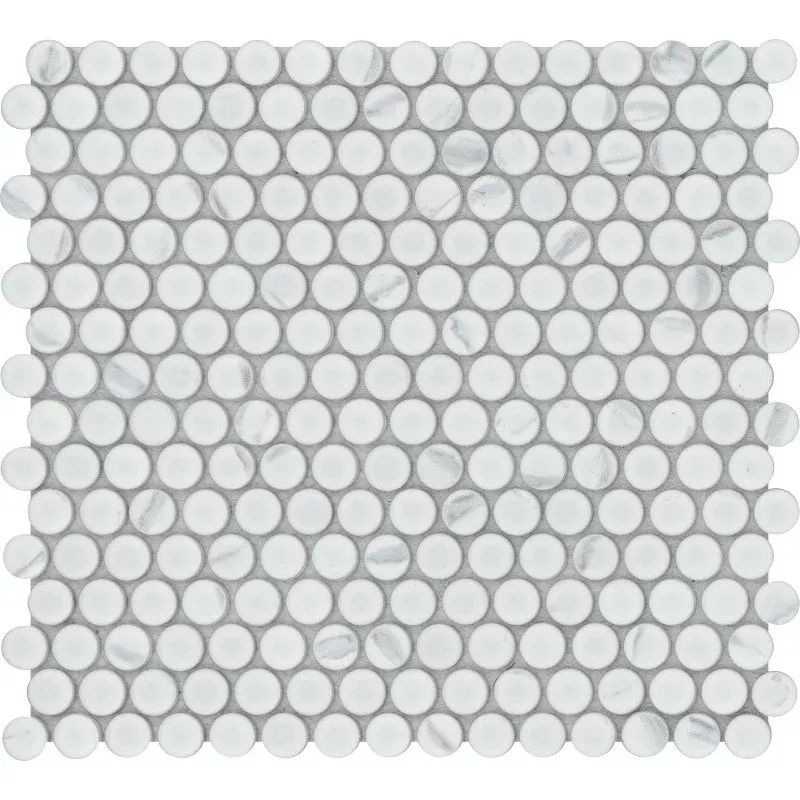 Emser Tile Elegan Series W95ELEGCA1112MOPM Porcelain Mosaic Tile, 12 in L Tile, 11 in W Tile, Pressed Edge, Calacata