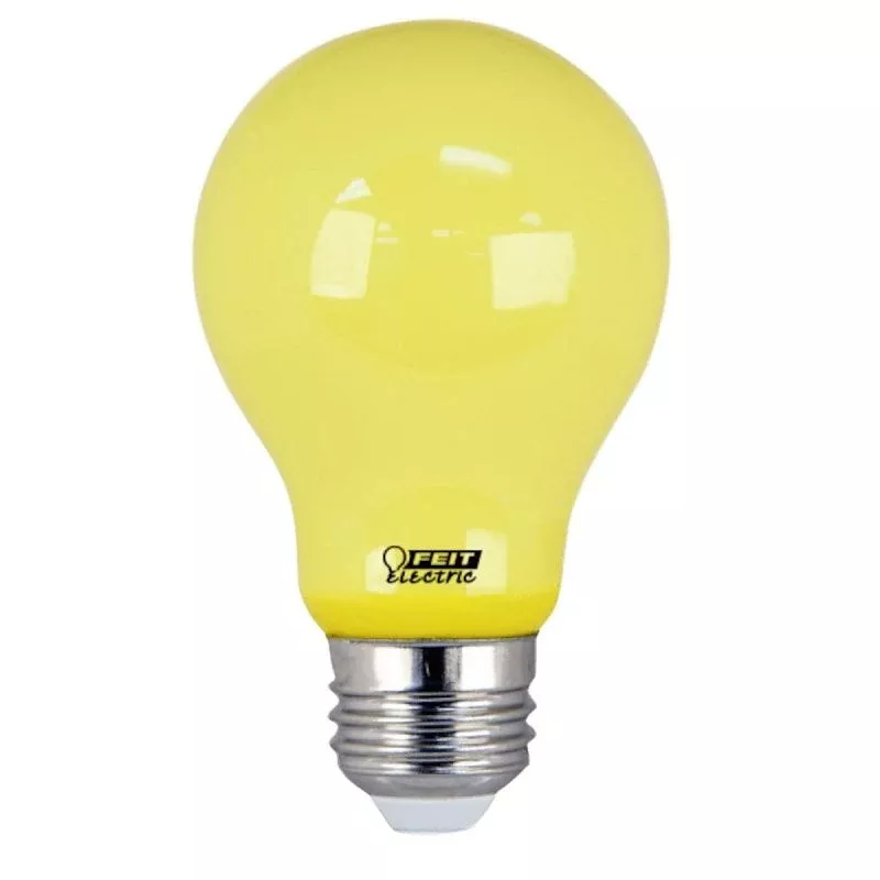 Feit Electric A19/BUG/LED LED Bug Light, General Purpose, A19 Lamp, E26 Lamp Base, Yellow, Yellow Light