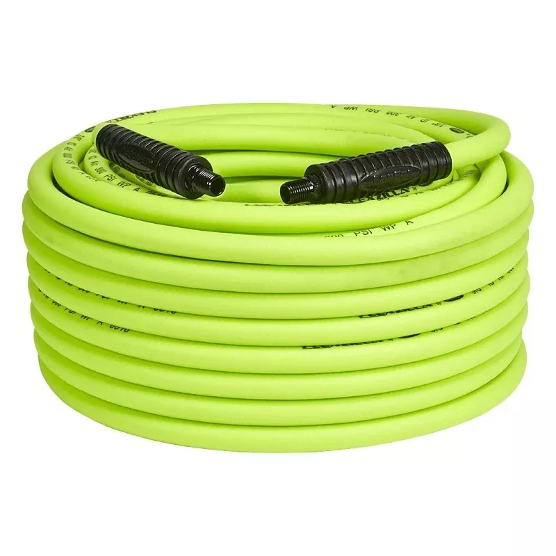 Flexzilla HFZ38100YW2 Premium Air Hose, 3/8 in ID, 100 ft L, MNPT, 300 psi Pressure, Polymer, Green