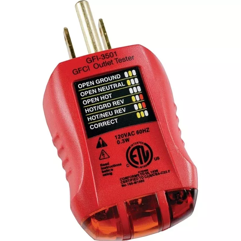 Gardner Bender GFI-3501 Fault Receptacle Tester and Circuit Analyzer, Red