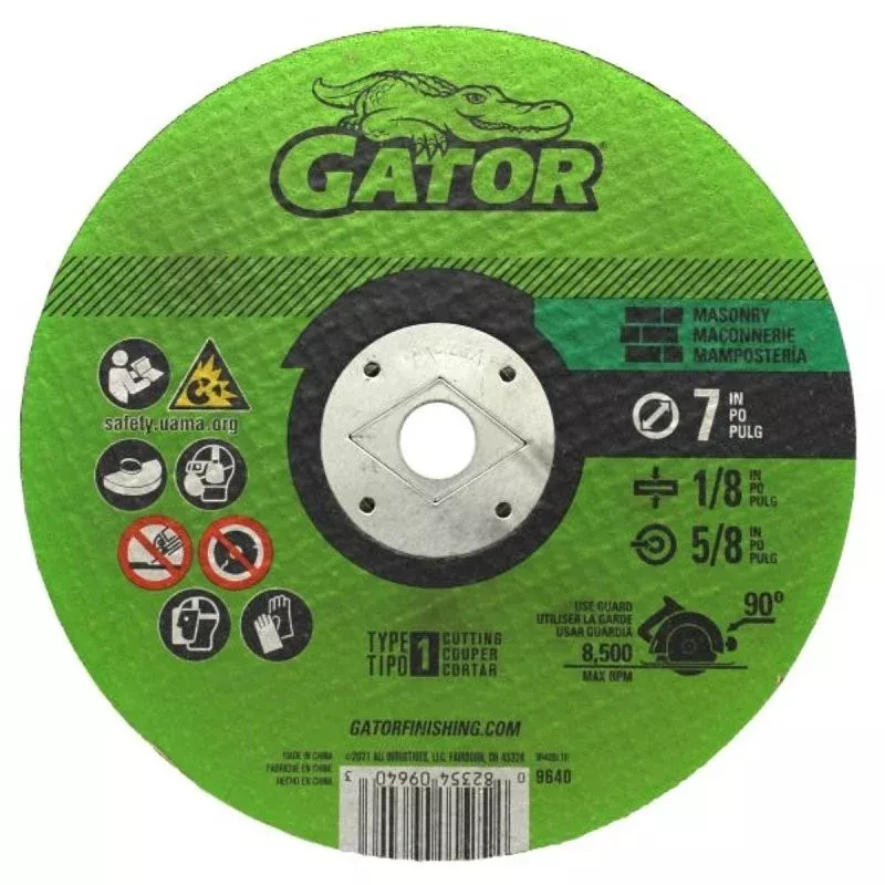 Gator 9640 Cut-Off Wheel, 7 in Dia, 1/8 in Thick, 5/8 in Arbor