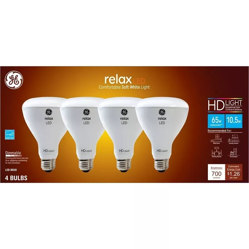 GE 93110832 LED Bulb, Flood/Spotlight, BR30 Lamp, 65 W Equivalent, Medium Lamp Base, Dimmable, Frosted, Soft White Light