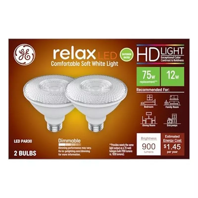 GE Industrial Solutions 43094 LED Bulb, Flood/Spotlight, PAR30 Lamp, E26 Lamp Base, Dimmable, Clear, Soft White Light