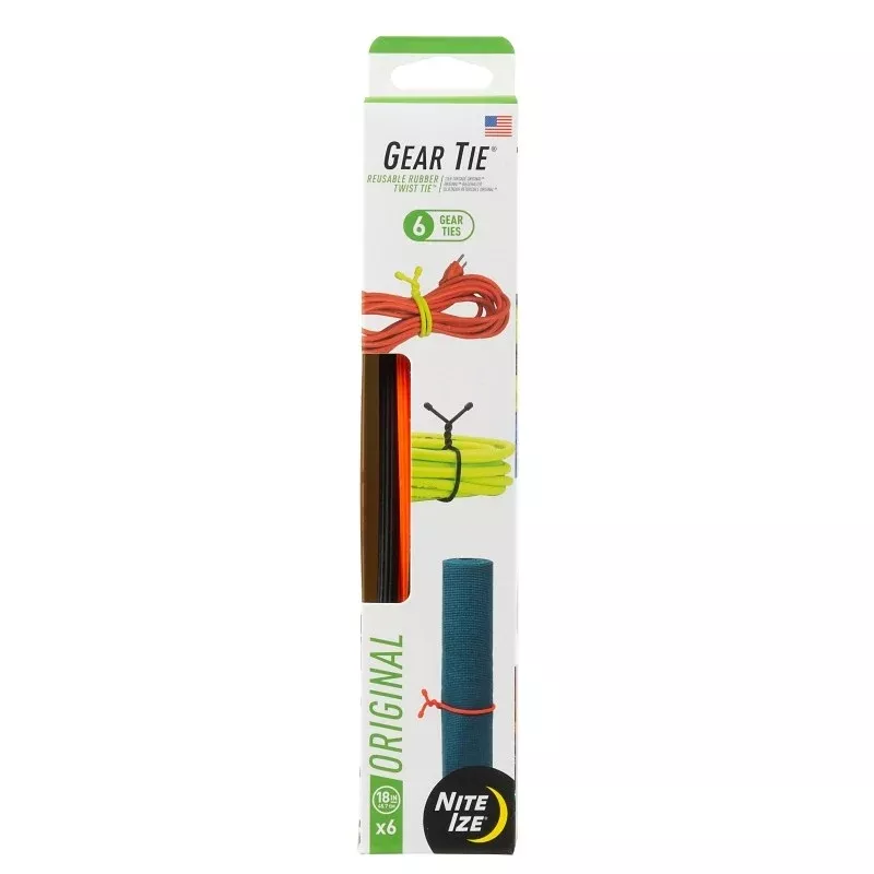Gear Tie GTPP18-A1-R8 Twist-Tie, 6.2 mm Dia, 18 in L, Rubber, Black/Light Orange/Neon Yellow