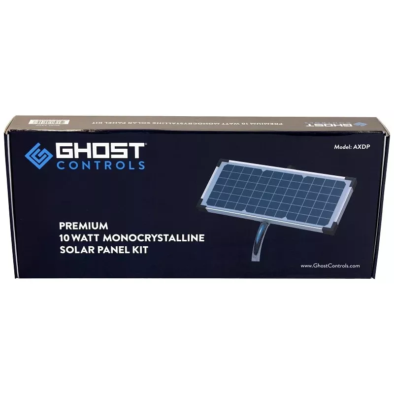 Ghost Controls AXDP Solar Panel, 10 W, 120 VAC, Fastener Mounting