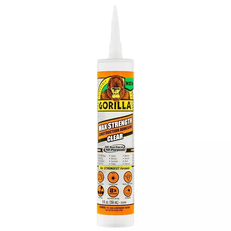 Gorilla 8212302 Construction Adhesive, Clear, 9 oz Cartridge