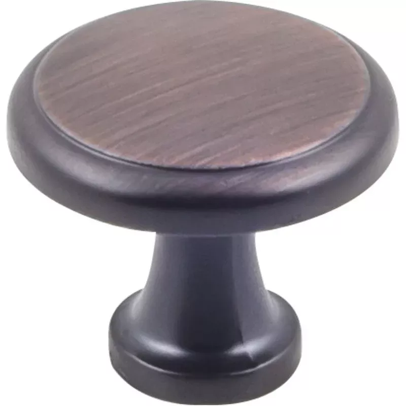 Hardware Resources K997BORB-10 Cabinet Knob, Traditional, 1-3/16 in Dia, Zinc, Brushed Oil-Rubbed Bronze, 10/PK