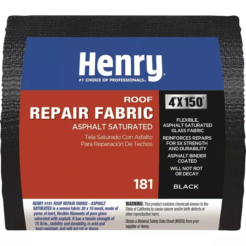 Henry HE181195 No-Groove Siding Panel, 150 ft L, 4 in W, Asphalt Saturated Glass, Black