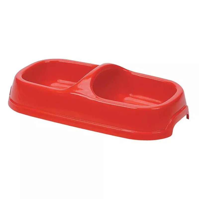 HiLo 00212H Dog Feeding Bowl, M, 8 oz Volume, 2-Compartment, Plastic, Dark Blue