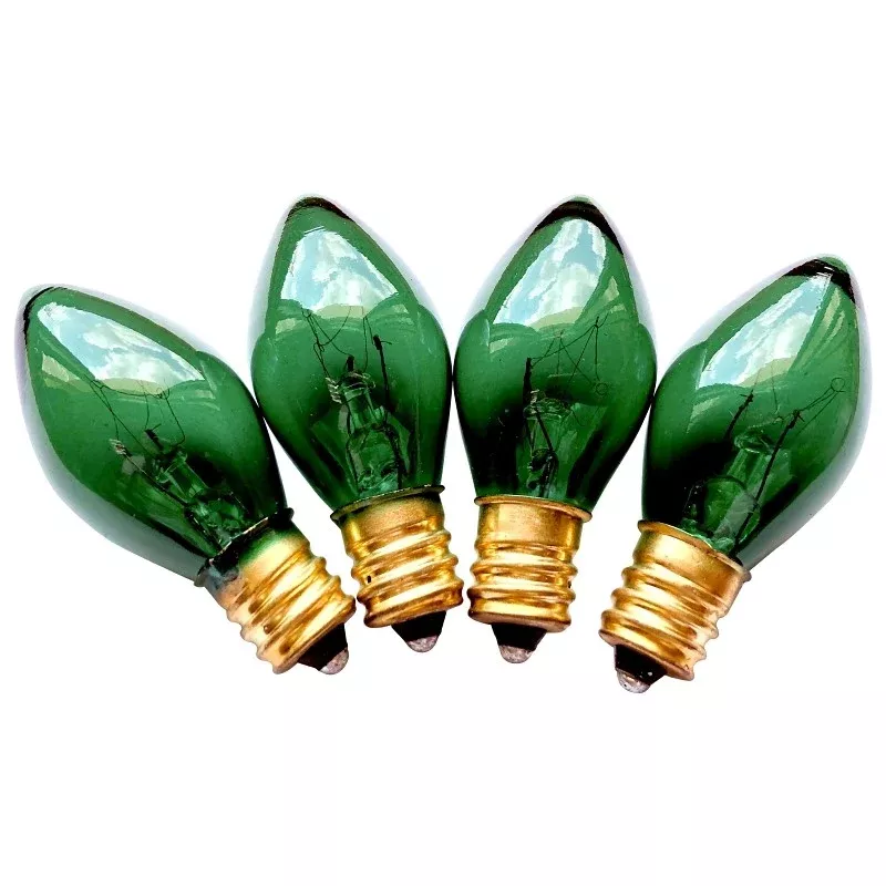 Hometown Holidays 19155 Replacement Bulb, 5 W, Candelabra Lamp Base, Incandescent Lamp, Transparent Green Light