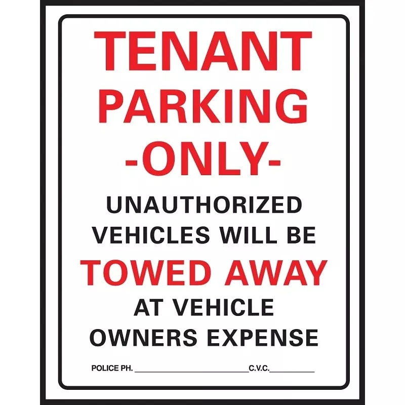 Hy-Ko 701 Parking Sign, 15 x 19 in Dimensions, Rectangular, Black/Red Legend, White Background, Plastic, 1/PK