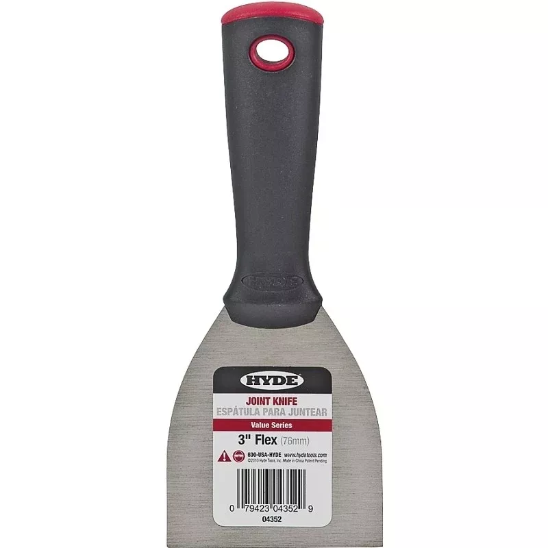 Hyde 04352 Putty Knife, 3 in W Blade, HCS Blade, Polypropylene Handle, Ergonomic Handle