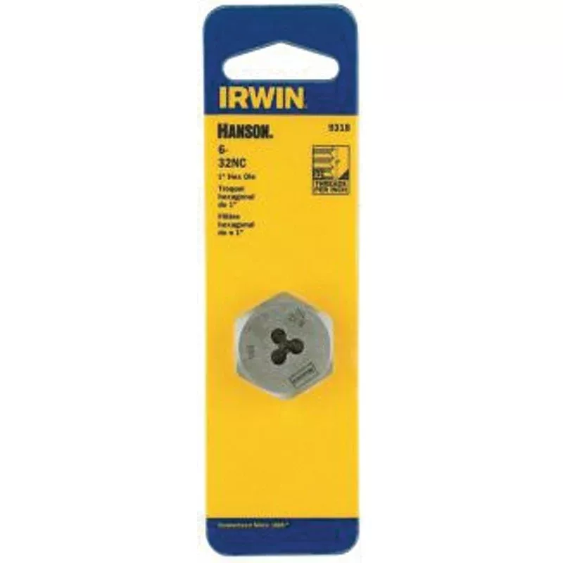 Irwin 9318 Machine Screw Die, #6-32 Thread, NC Thread, Right Hand Thread, HCS